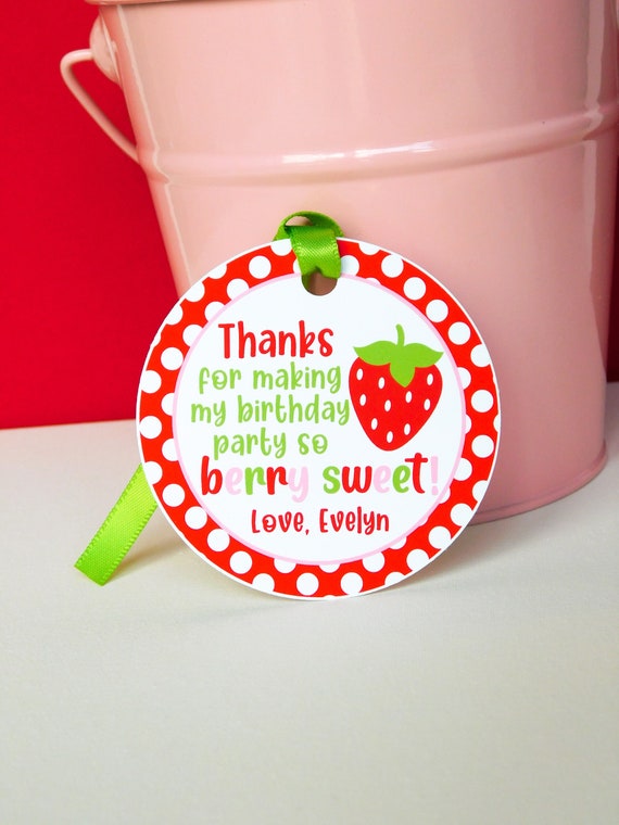 Strawberry Favor Tags, Strawberry Thank You Tags, Strawberry 1st Birthday