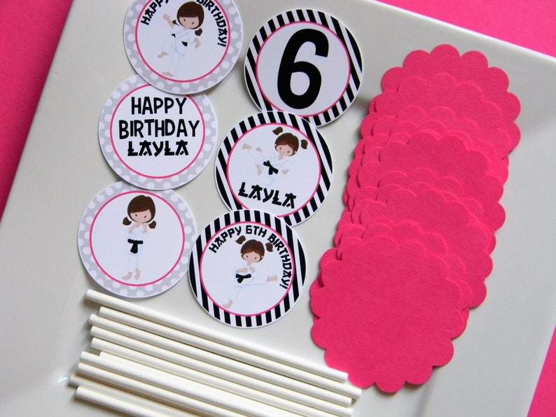 Karate DIY Cupcake Topper Kit Girl Karate Cupcakes DIY Party Etsy