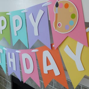 Pastel Art Party Banner: Painting Birthday Supplies – Custom Kids Art Theme Decorations image 6