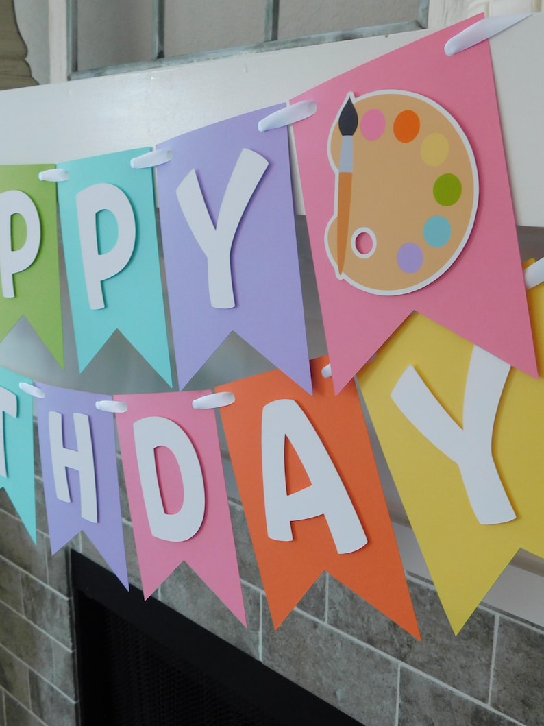 Pastel Art Party Banner: Painting Birthday Supplies – Custom Kids Art Theme Decorations image 6