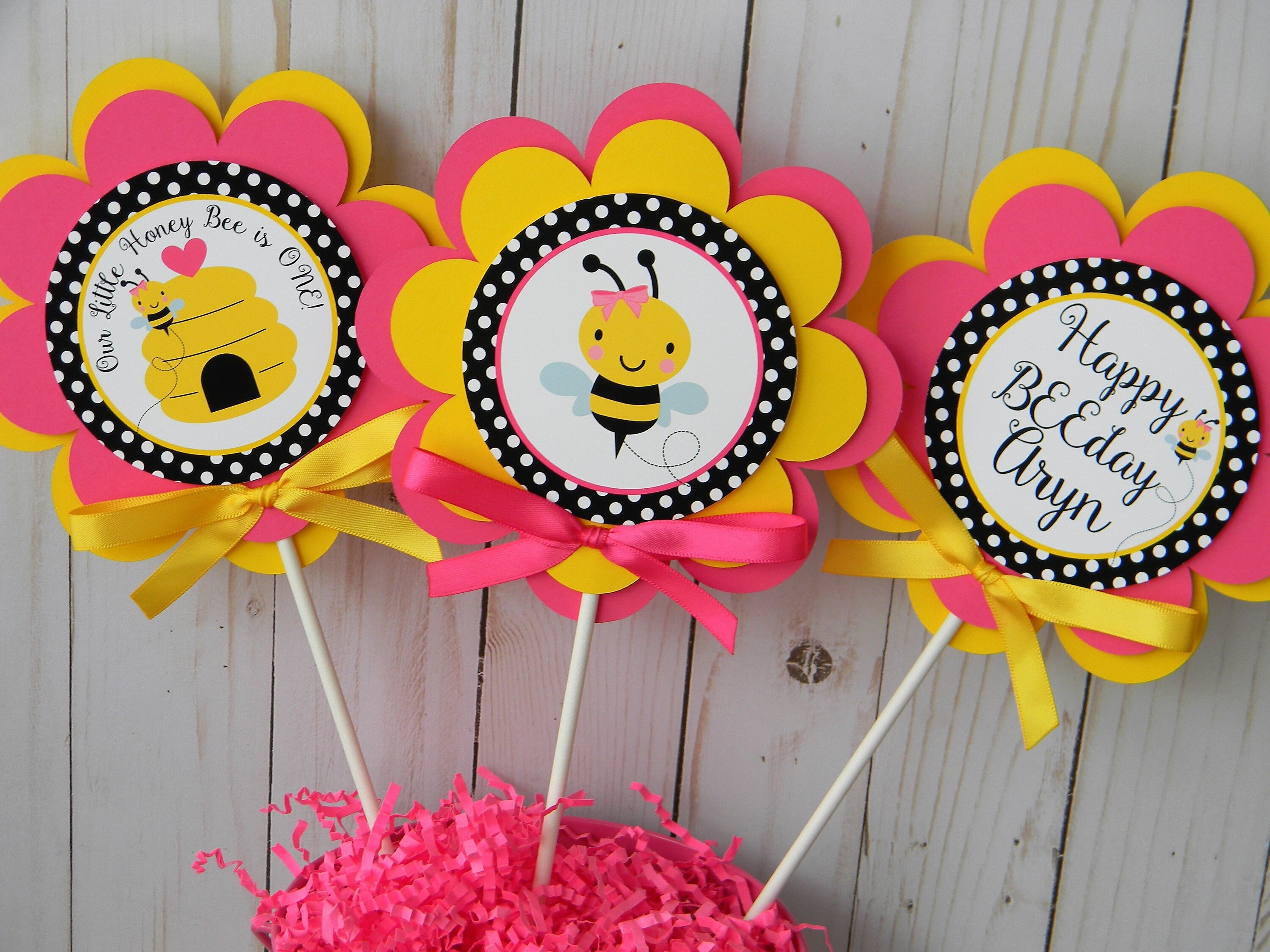 Bee Centerpieces Bumble Bee Centerpiece Sticks Bee Day Party Decor Custom Centerpieces