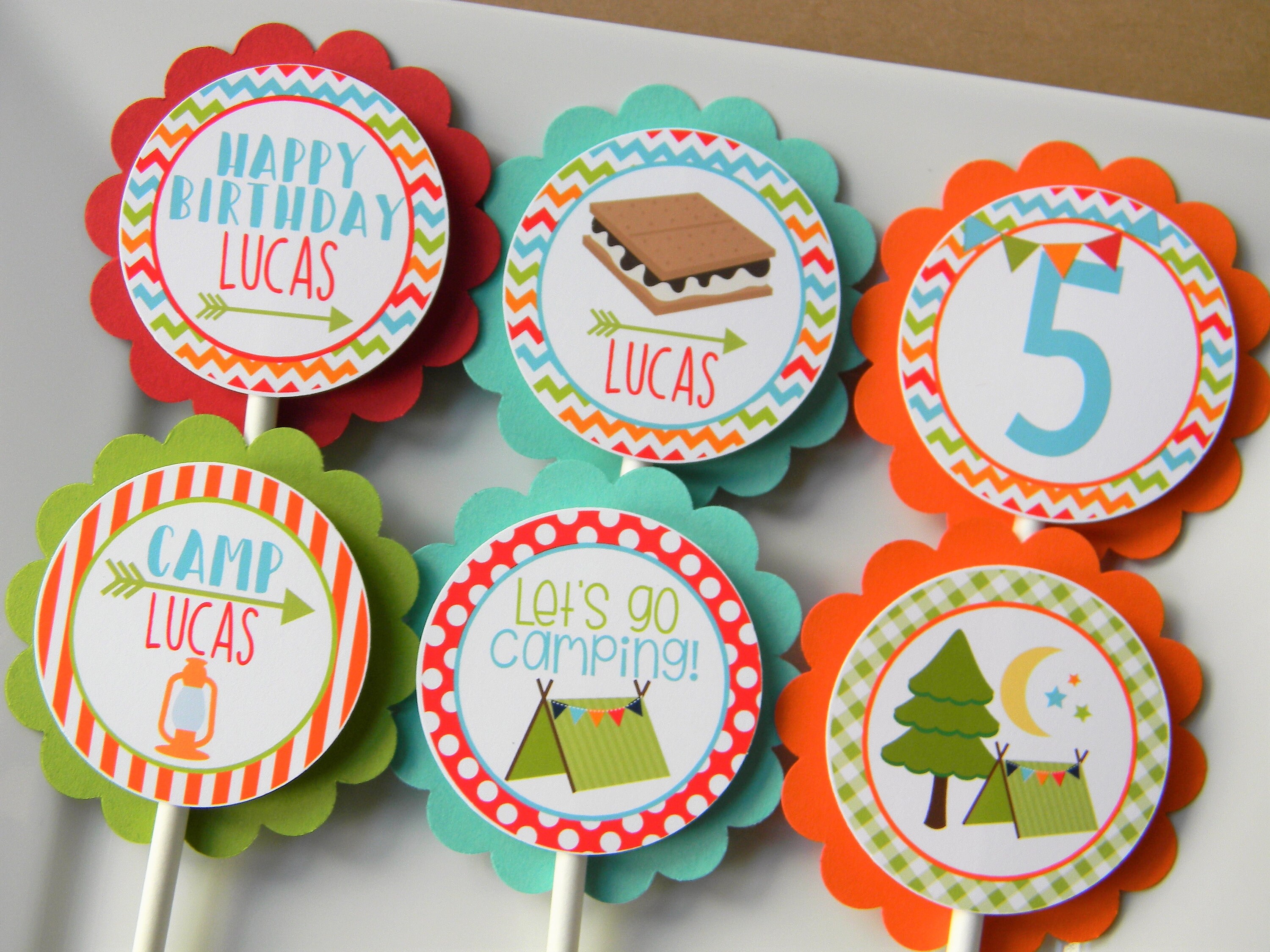 Camping Cupcake Toppers Camping Cupcakes Party Decor Etsy