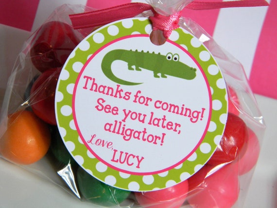 Alligator Favor Tags, Alligator Thank You Tags, Alligator Birthday Party