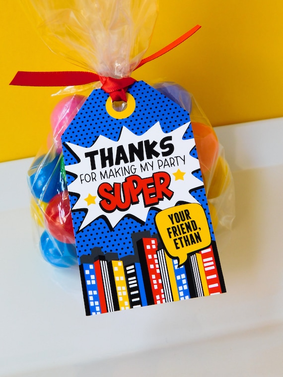 Superhero Favor Tags, Superhero Thank You Tags, Superhero Birthday Party