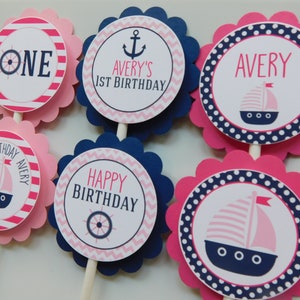 Nautical Cupcake Toppers, Sailboat Cupcakes, Nautical Party Decor