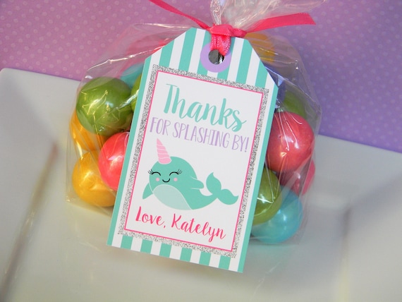 Narwhal Favor Tags, Narwhal Thank You Tags, Narwhal Birthday Party