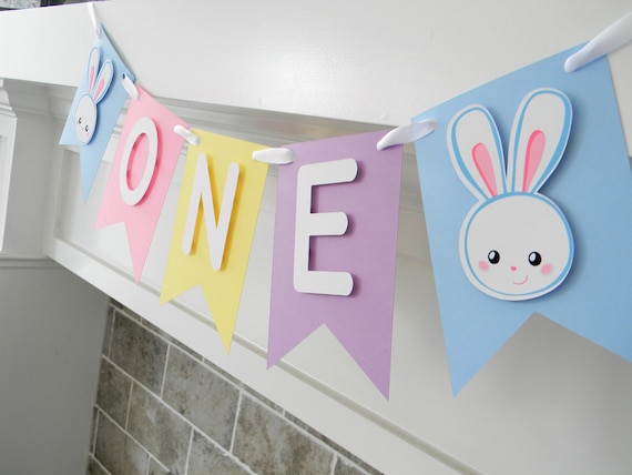 Bunny High Chair Banner, Bunny Party Decor, Highchair Garland, Bunny First Birthday