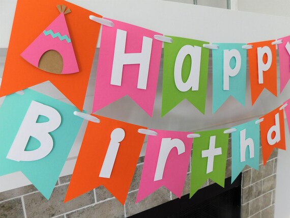 Camping Birthday Banner, Glamping Party Decorations