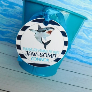 Personalized Shark Favor Tags: Shark Birthday Party Decorations