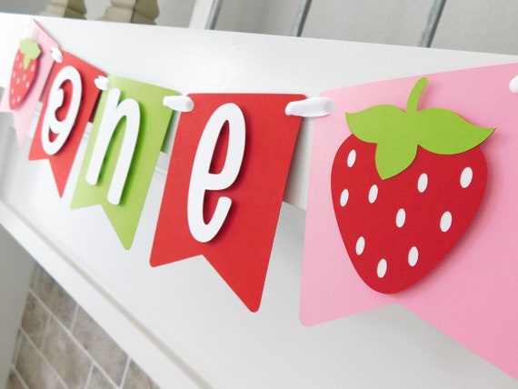 Strawberry High Chair Banner, Berry Party Decor, Highchair Garland, Berry Sweet First Birthday