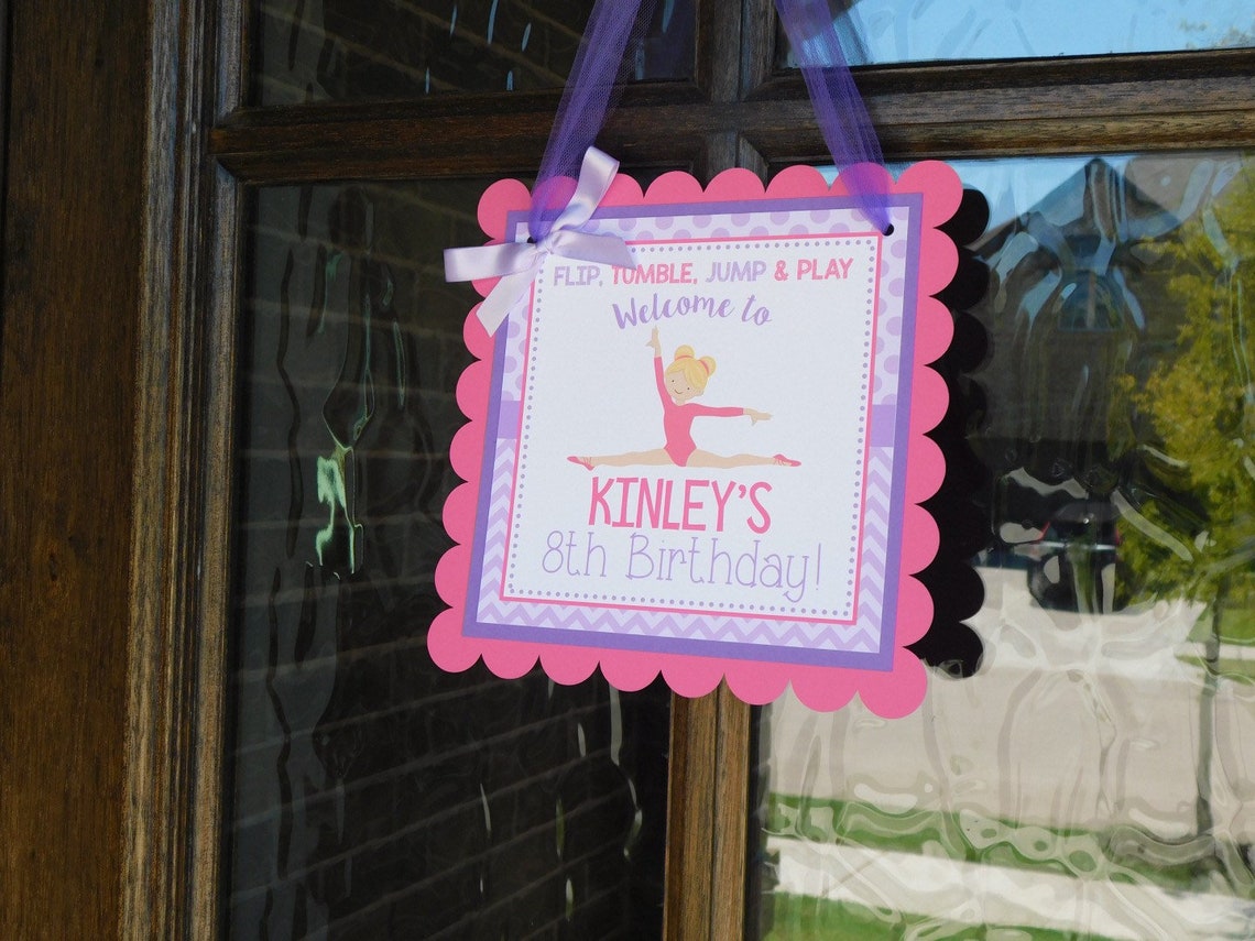 Gymnastics Door Sign Gymnastics Party Decorations Gymnastics Etsy