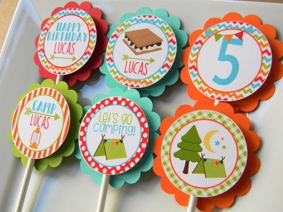 Camping Party Cupcake Toppers, Camp Cupcakes, Camping Party Decor