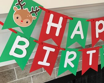 Reindeer Christmas Party Banner: Red & Green Holiday Decor