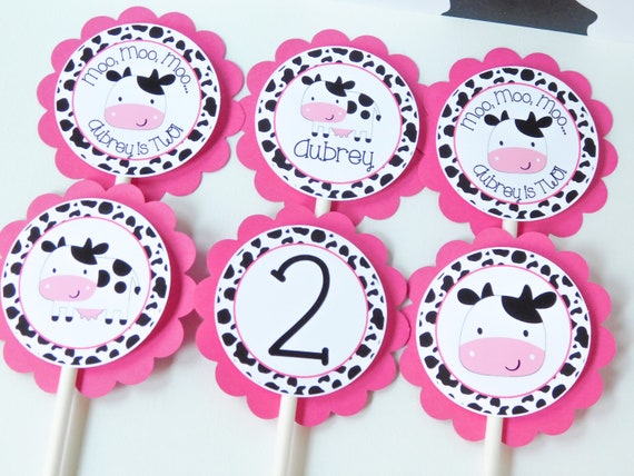 Cow Cupcake Toppers, Cow Cupcakes, Cow Party Decor