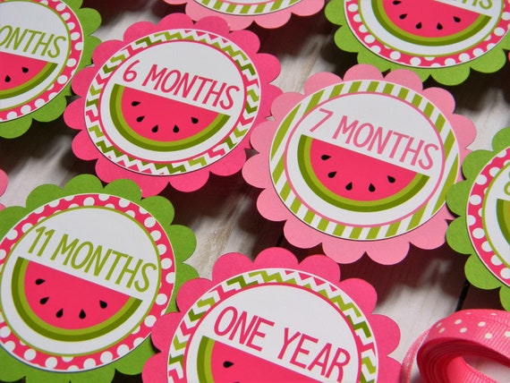 Watermelon Photo Banner, 1st Birthday, Newborn to 12 Months Banner in Pink and Green