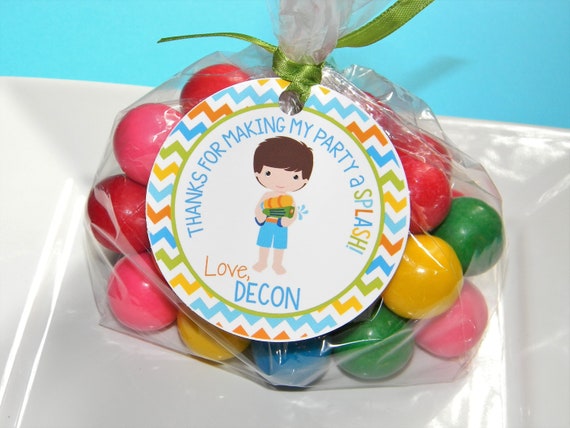 Pool Party Favor Tags, Swim Party Thank You Tags, Boy Pool Party