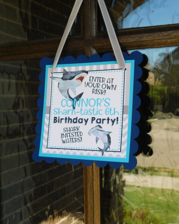 Shark Welcome Sign, Shark Party Decor, Shark Door Sign, Shark Birthday Sign