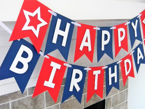 4th of July Birthday Banner, Star Party Decorations
