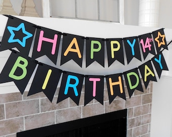 Neon Party Banner: Let's Glow 80s Theme Decor
