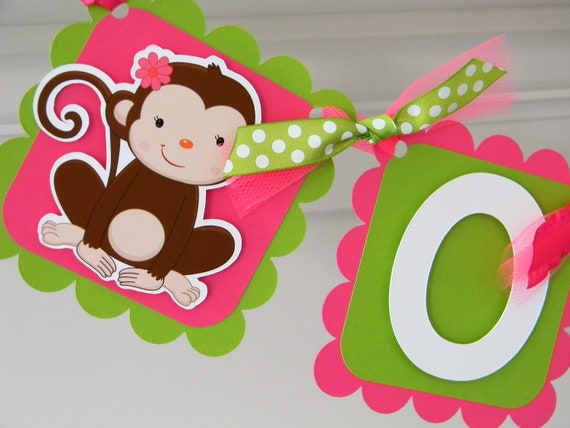 Monkey High Chair Banner Monkey Birthday Party Monkey First Etsy