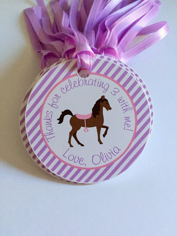 Horse Favor Tags, Horse Thank You Tags, Girl Horse Birthday Party