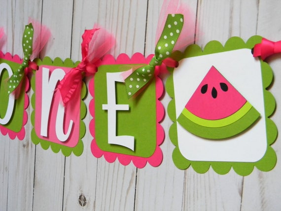 Watermelon High Chair Banner, Watermelon Banner, Highchair Garland, One in a Melon First Birthday