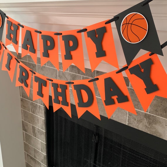 Basketball Banner, Happy Birthday Banner, Basketball Party Decorations Il_570xn