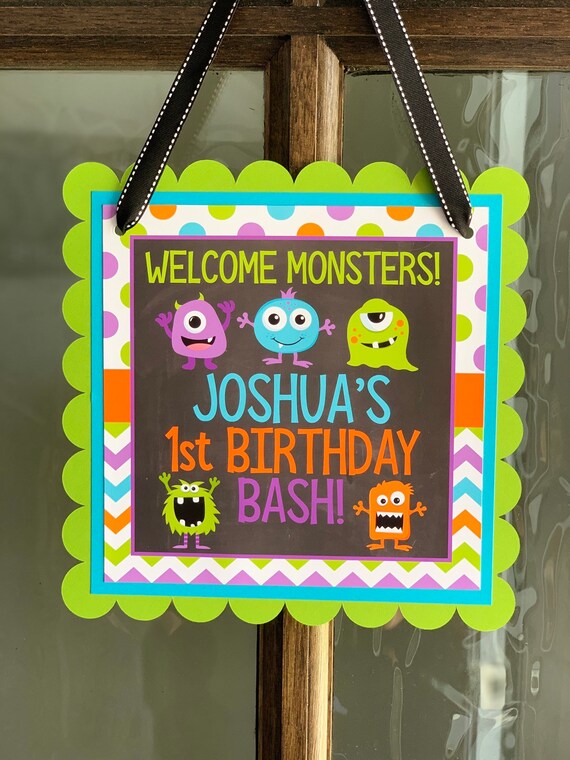 Monster Door Sign Monster Party Decorations Monster Door Etsy