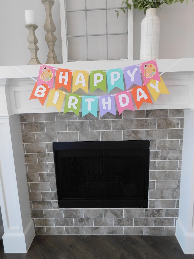 Pastel Art Party Banner: Painting Birthday Supplies – Custom Kids Art Theme Decorations image 2