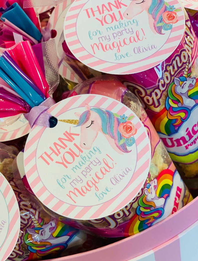 Unicorn 1st Birthday Unicorn Thank You Tags Unicorn Favor Tags