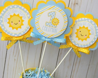 Sunshine Centerpieces, Sunshine Centerpiece Sticks, Boy Sunshine Party Decor, Custom Centerpieces