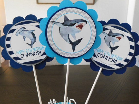 Shark Centerpieces, Shark Centerpiece Sticks, Shark Party Decor, Custom Centerpieces