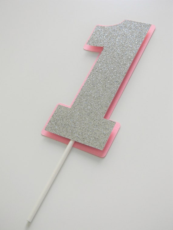Silver Glitter 1 Cake Topper, Smash Cake, 1st Birthday Cake Topper Il_570xn