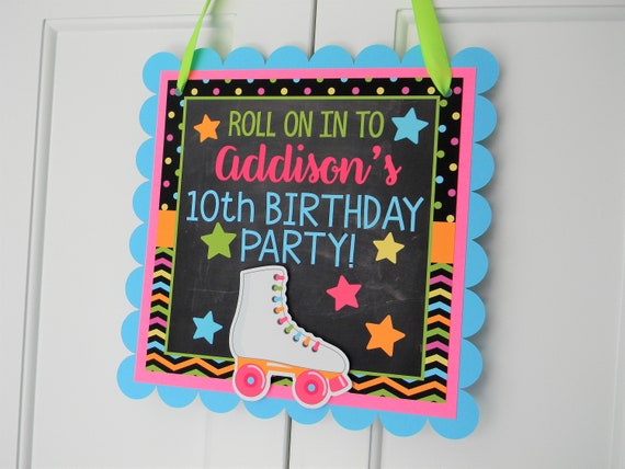 Neon Roller Skate Door Sign, Roller Skating Party Decor, Roller Skate Welcome Sign, Skate Birthday Sign