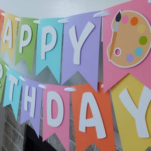 Pastel Art Party Banner: Painting Birthday Supplies – Custom Kids Art Theme Decorations image 1