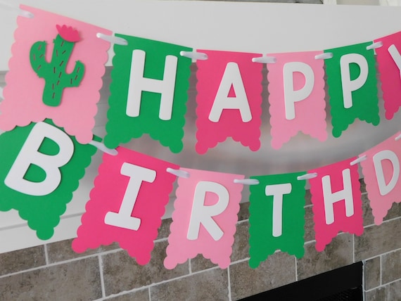 Cactus Birthday Banner, Pink Cactus Party Decorations
