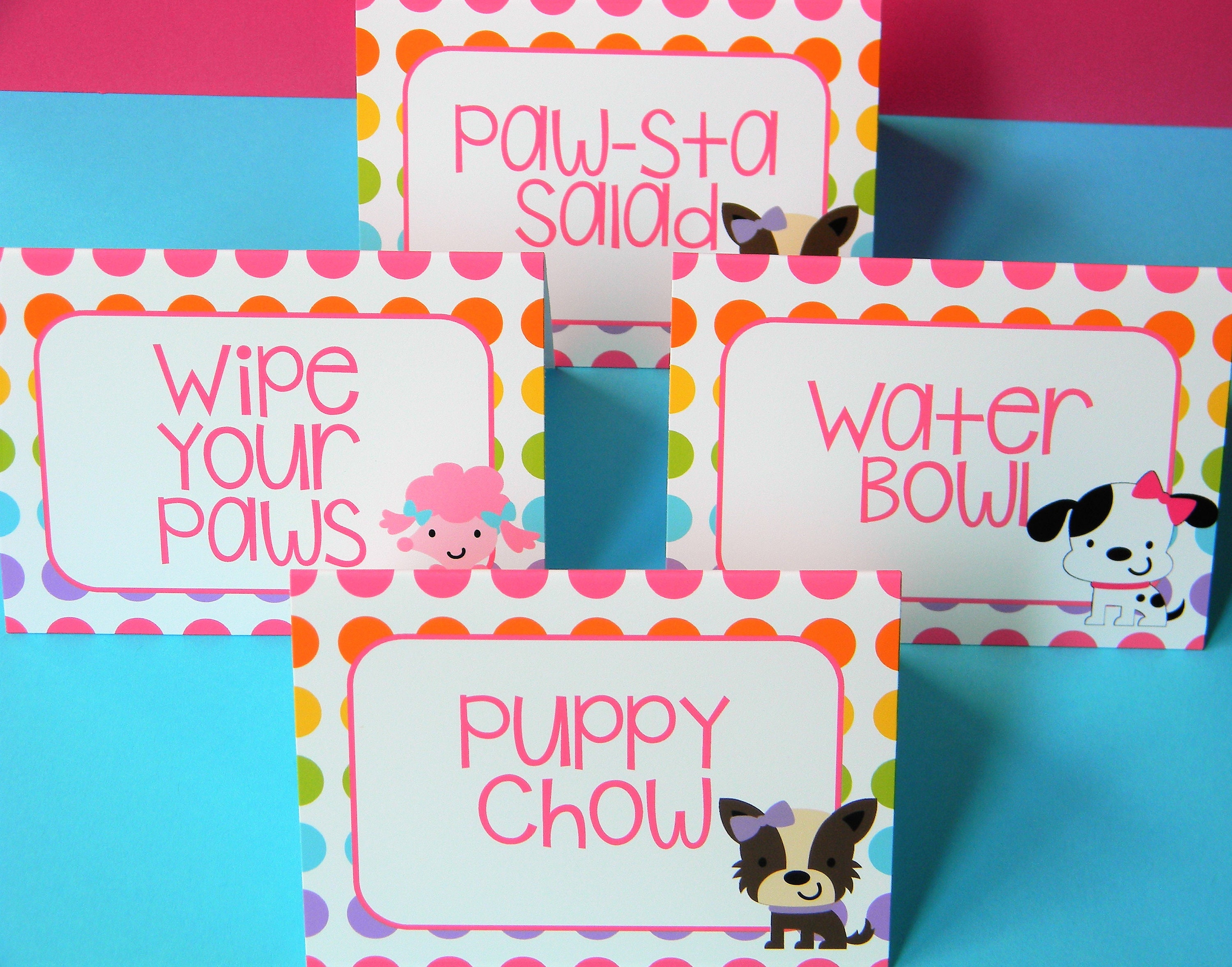 puppy dog food labels party decorations set of 8 etsy