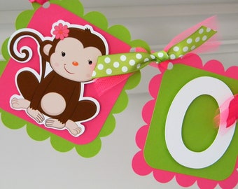 Monkey High Chair Banner, Monkey Party Decor, Highchair Garland, Monkey First Birthday