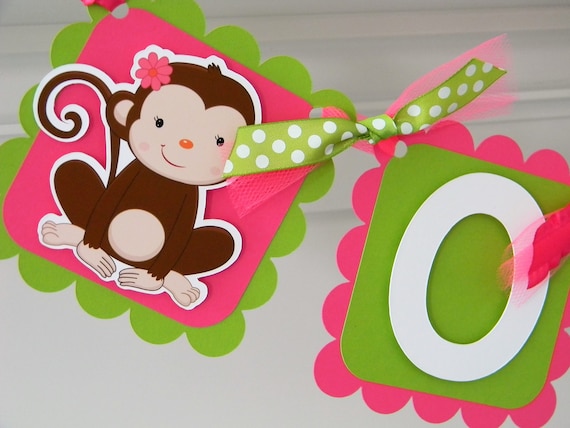 Monkey High Chair Banner, Monkey Party Decor, Highchair Garland, Monkey First Birthday