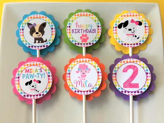 Puppy Cupcake Toppers Puppy Dog Cupcakes Party Decor Set Of Etsy