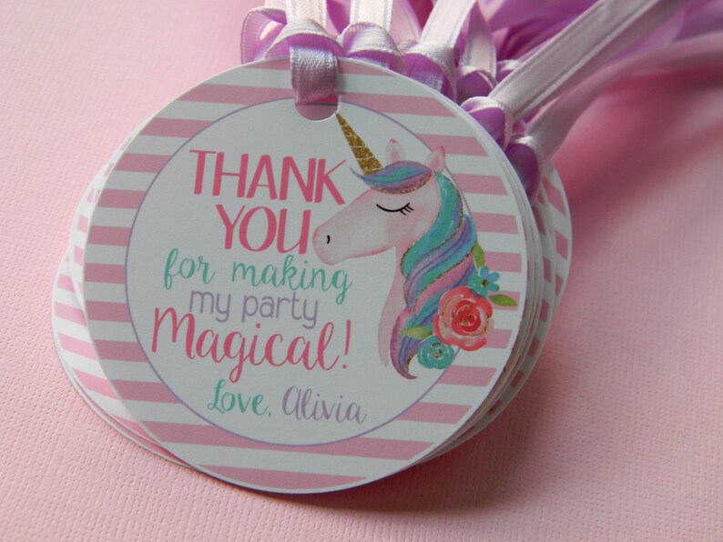 Unicorn 1st Birthday Unicorn Thank You Tags Unicorn Favor Tags