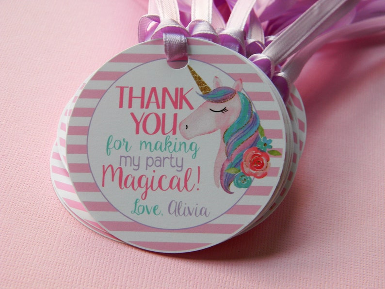 Unicorn 1st Birthday Unicorn Thank You Tags Unicorn Favor Tags