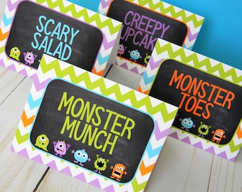 Monster Food Labels, Monster Table Tents, Monster Bash Party Decor