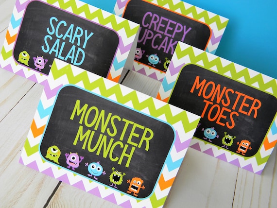 Monster Food Labels, Monster Table Tents, Monster Bash Party Decor