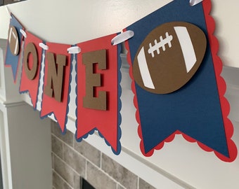 Football Highchair Banner: First Birthday Party Decor
