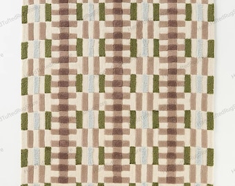 Anthropologie Wavy Edge Rug – Modern Geometric Hand Tufted Pattern Area Carpet 8x10,9x12 Anthro Rugs