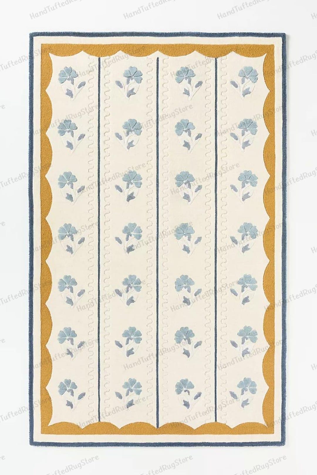 Hand-tufted Floral Area Rug – Blue Cottagecore Decor - Etsy