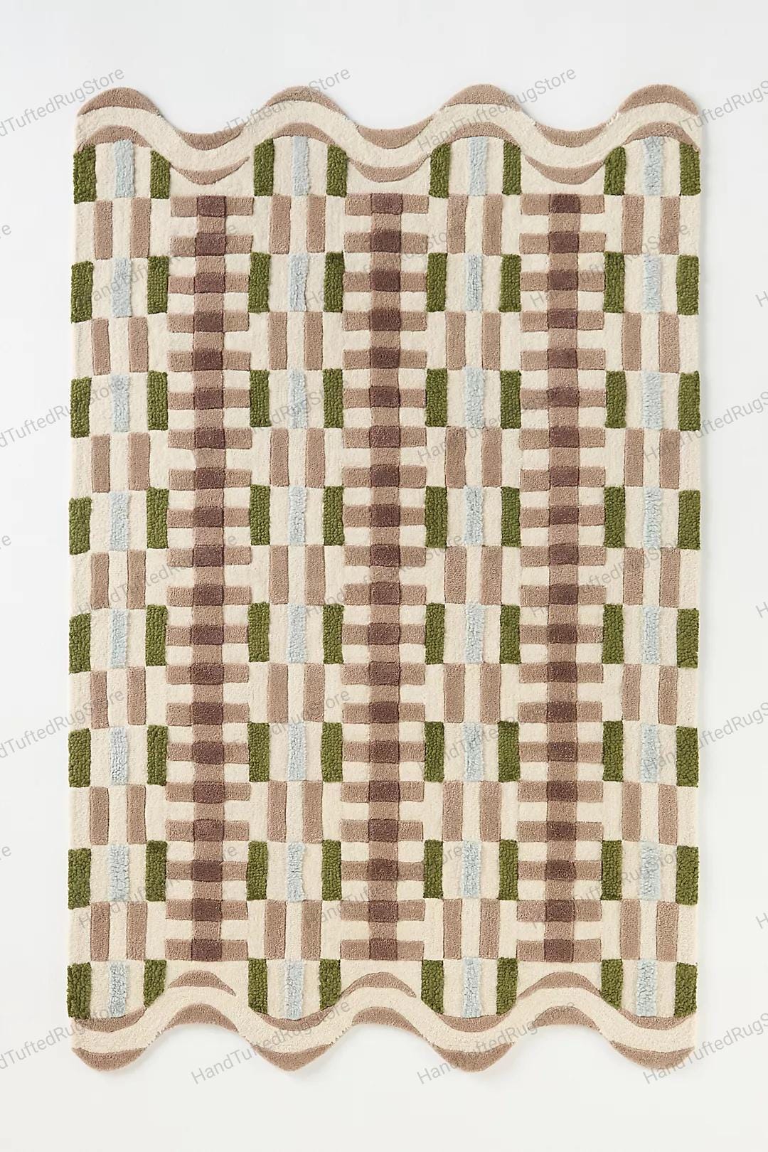 Anthropologie Wavy Edge Rug – Modern Geometric Hand Tufted Pattern Area ...