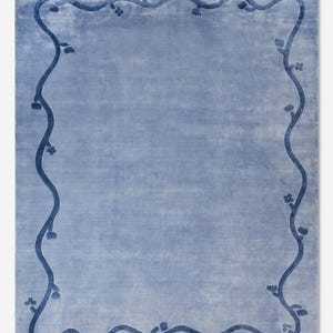 Alfombra tejida a mano, alfombra de lana de 9x12 pies con diseño de borde tallado.