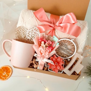 Cozy Gift Box, Knitted Blanket, Holiday Care Package